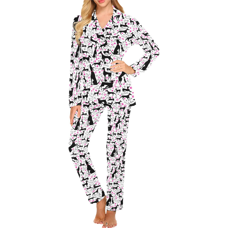 Greyhound Pattern Print Design 02 Women's Long Pajama Set