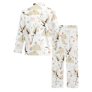 Beautiful Japanese cranes pattern Men's Long Pajama Set