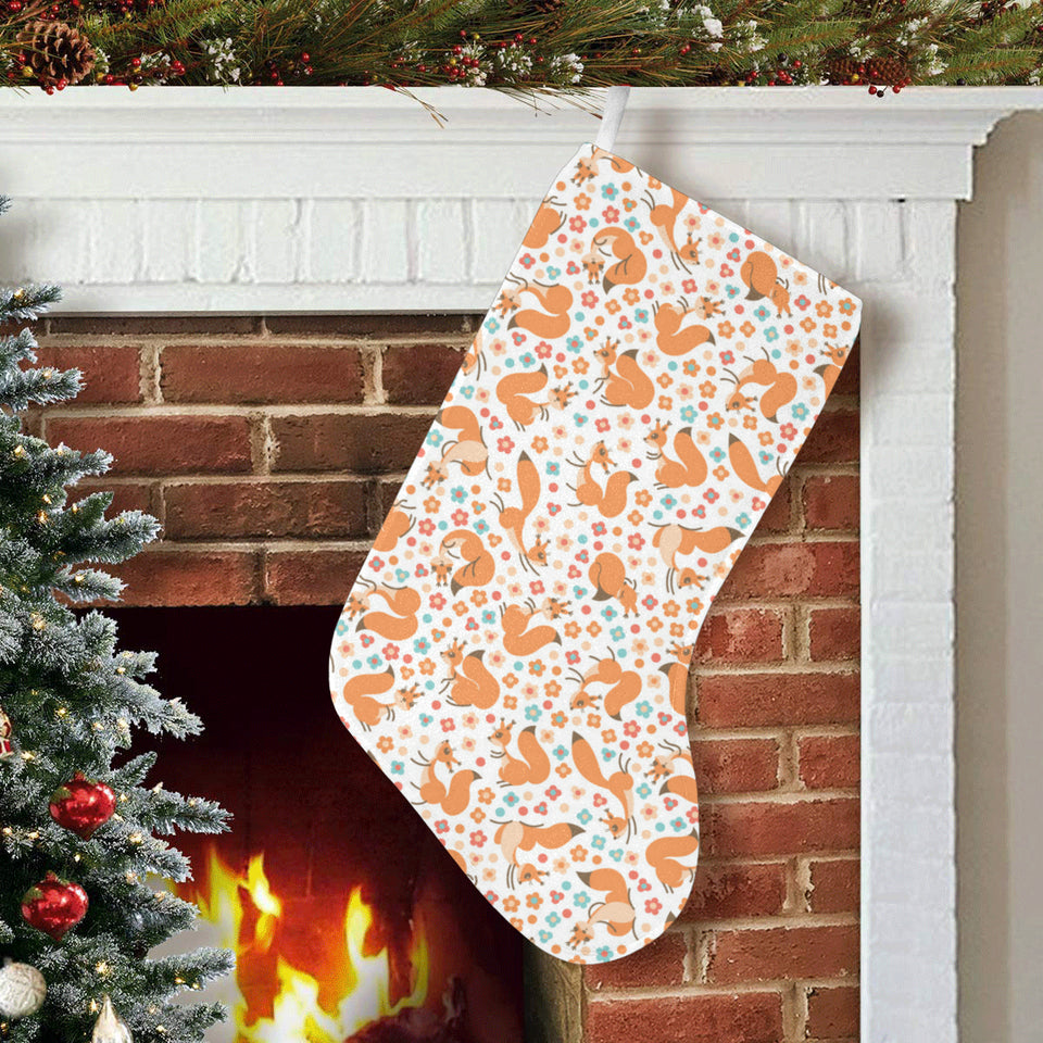 Squirrel Pattern Print Design 05 Christmas Stocking