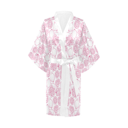 Sketch guava pattern Women's Short Kimono Robe