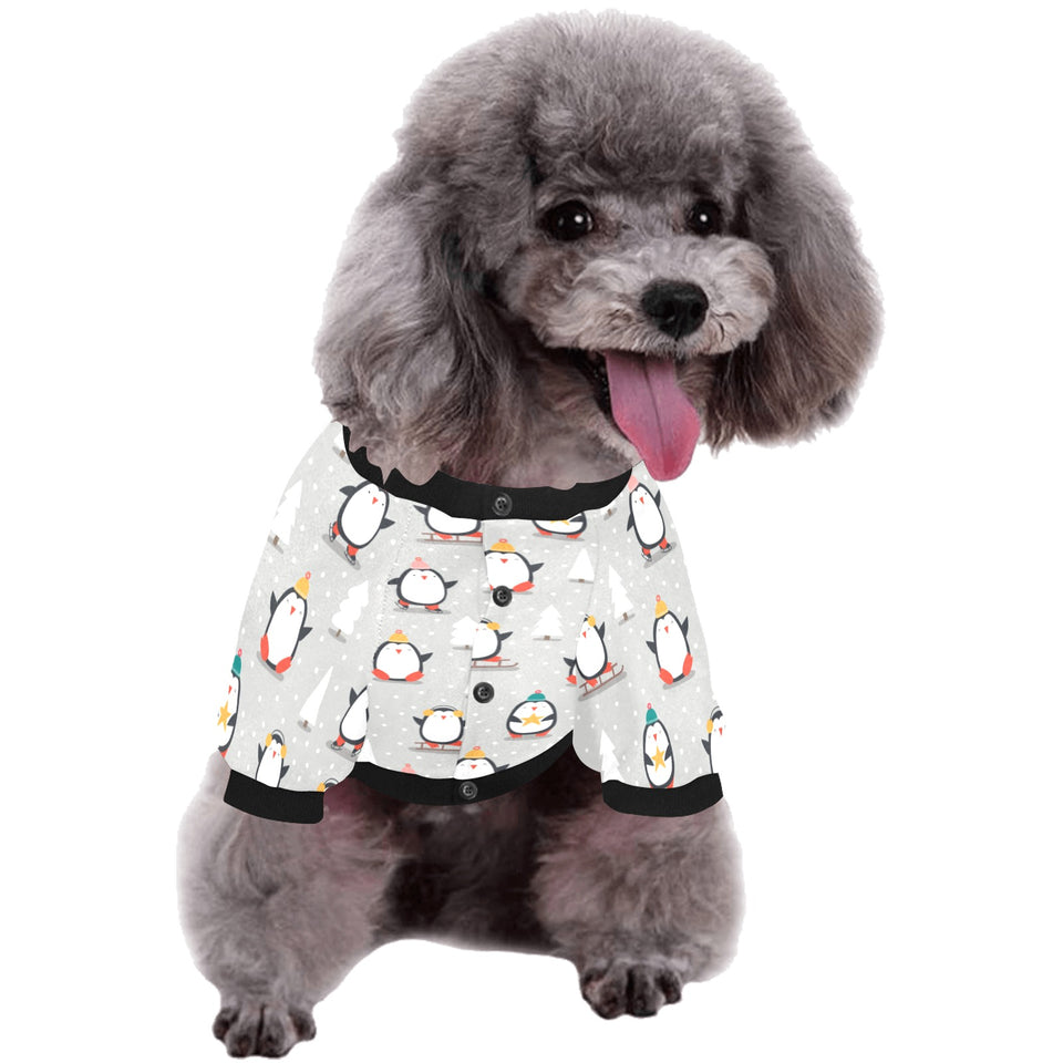 Cute Penguin christmas pattern All Over Print Pet Dog Round Neck Fuzzy Shirt