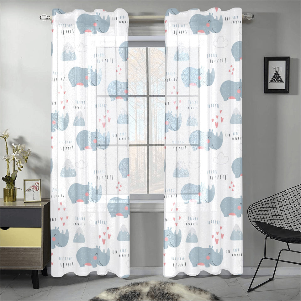 cute rhino heart pattern Gauze Curtain