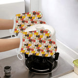 Colorful Maneki neko cat pattern Heat Resistant Oven Mitts