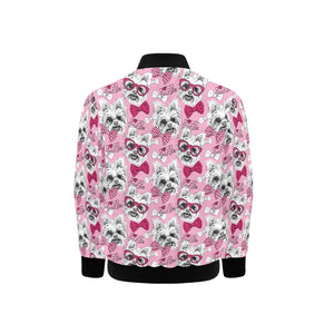 Yorkshire Terrier Pattern Print Design 03 Kids' Boys' Girls' Bomber Jacket