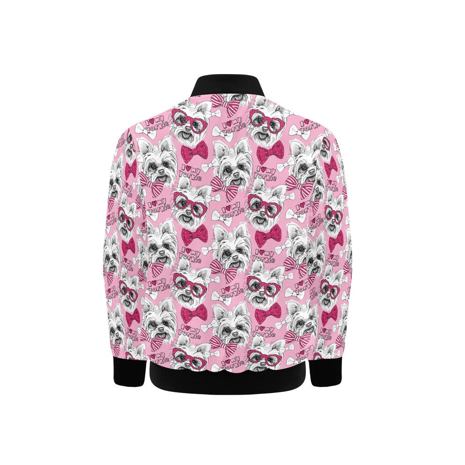 Yorkshire Terrier Pattern Print Design 03 Kids' Boys' Girls' Bomber Jacket