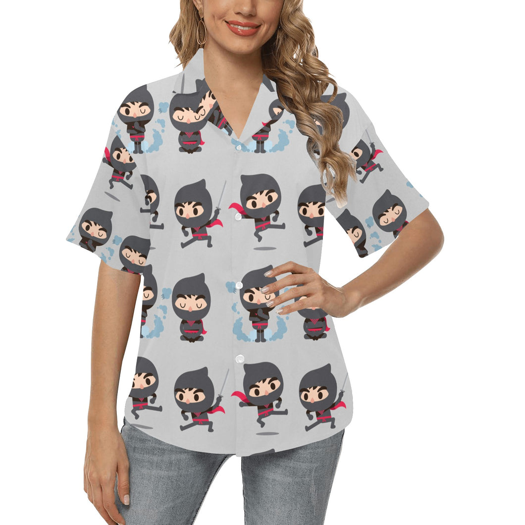 Cute ninja pattern Women's All Over Print Hawaiian Shirt