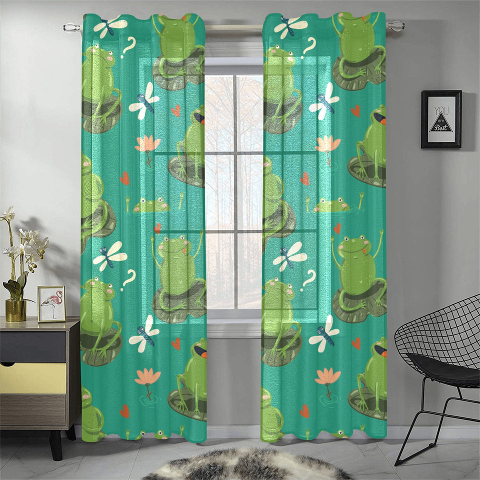 Cute frog dragonfly design pattern Gauze Curtain