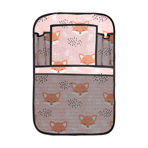 Cute fox pattern pink background Car Seat Back Organizer
