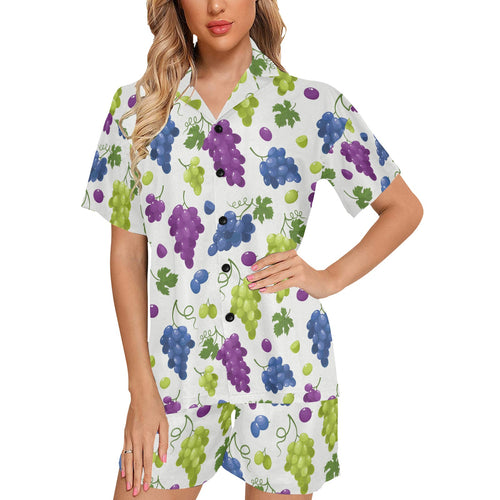 Grape pattern Women's V-Neck Short Pajama Set