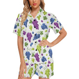 Grape pattern Women's V-Neck Short Pajama Set