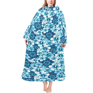 Hibiscus Pattern Print Design 03 Blanket Robe with Sleeves