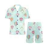Hot Air Balloon design Pattern Men's V-Neck Short Pajama Set