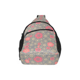 Red gold Sakura cherry blossom gray background All Over Print Chest Bag