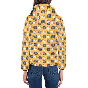 English Bulldog Pattern Print Design 04 Women's Padded Hooded Jacket