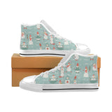 Cute snowman pattern Men's High Top Canvas Shoes White