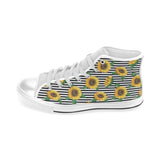 sunflowers ribbon background Men's High Top Canvas Shoes White