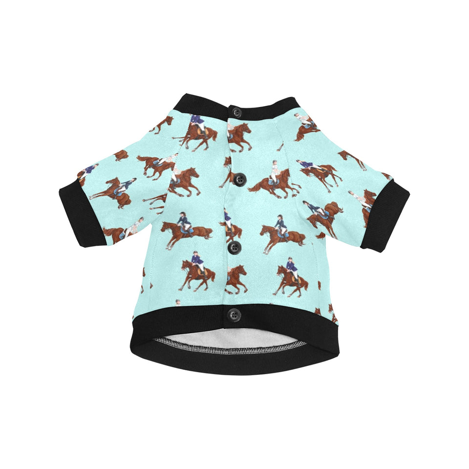 Horses running horses rider pattern All Over Print Pet Dog Round Neck Fuzzy Shirt