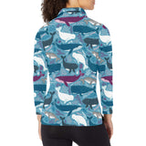 Whale design pattern Women's Long Sleeve Polo Shirt