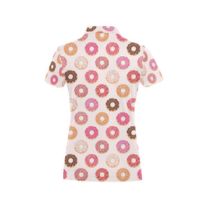 Colorful donut pattern Women's All Over Print Polo Shirt