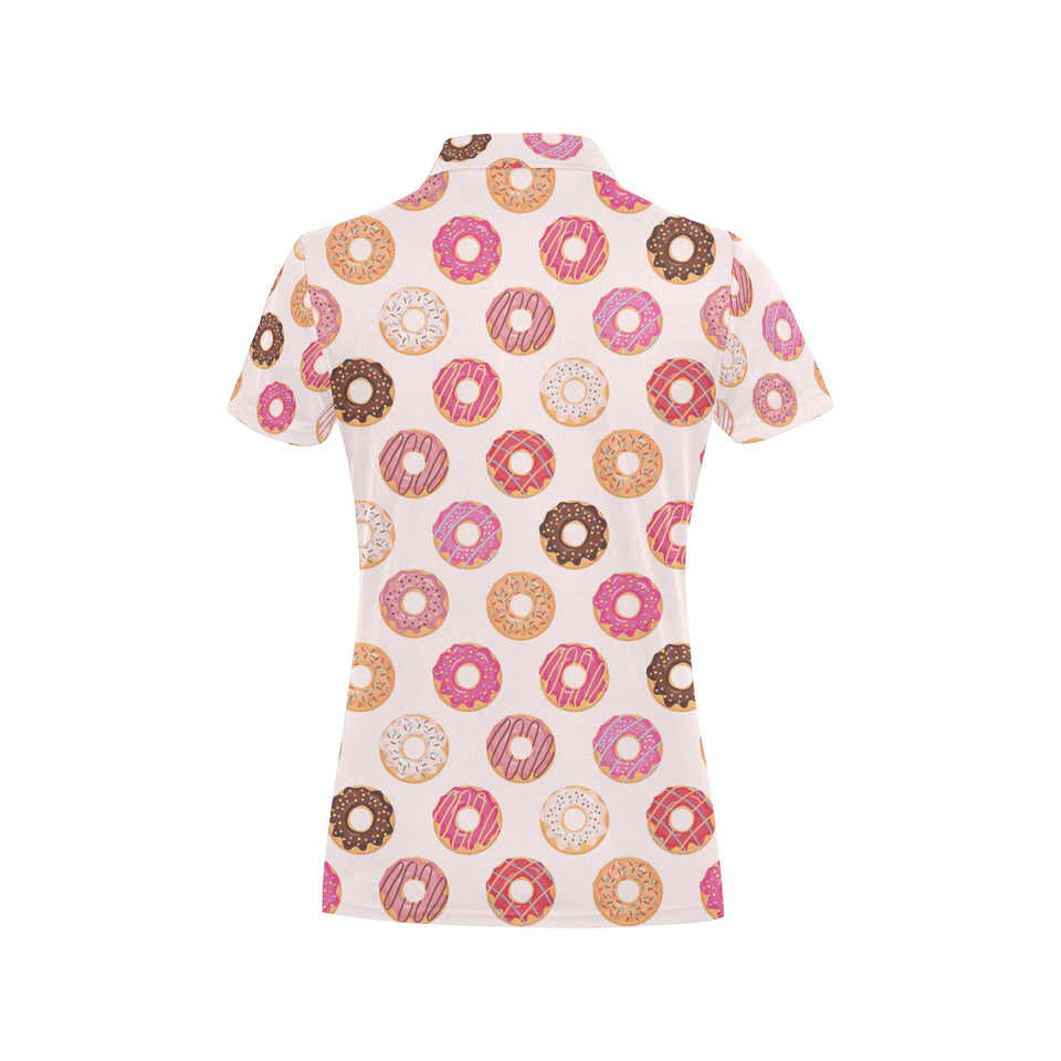 Colorful donut pattern Women's All Over Print Polo Shirt