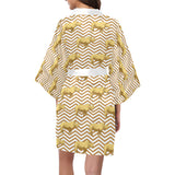 Rhino yellow theme pattern Women's Short Kimono Robe