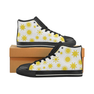 Sun pattern Women's High Top Canvas Shoes Black