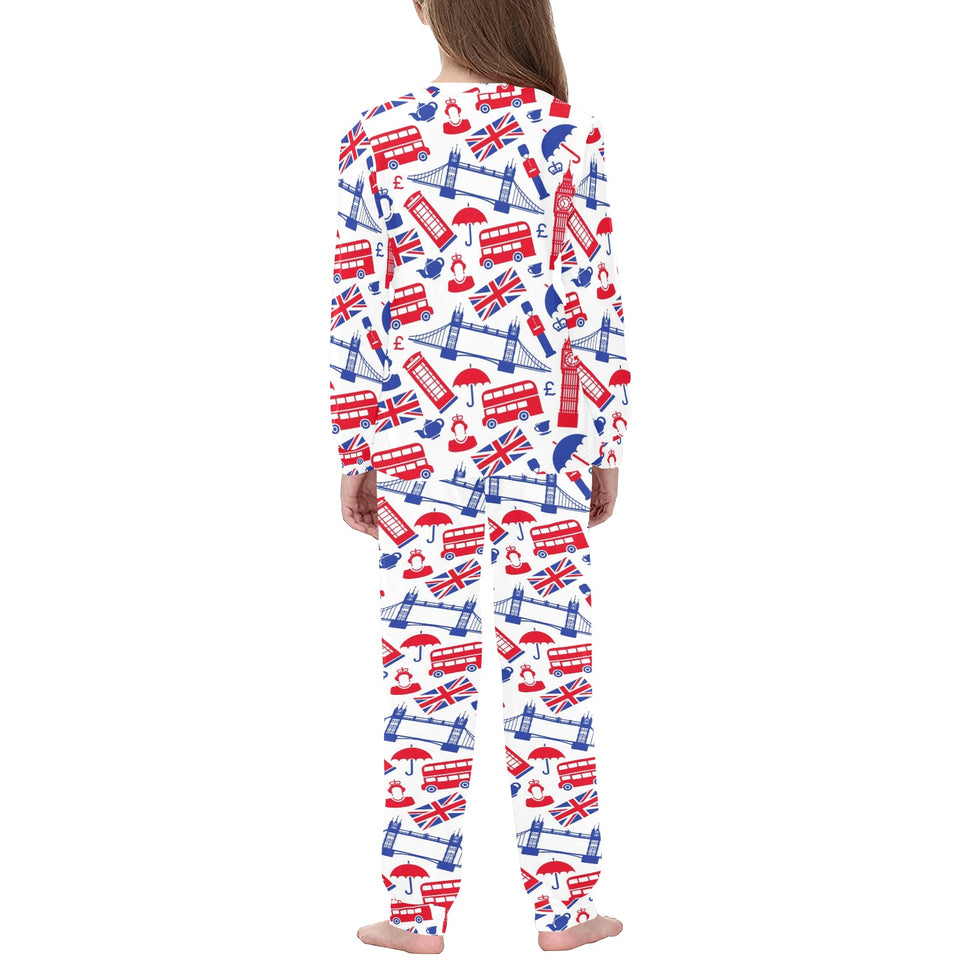 British Pattern Print Design 01 Kids' Boys' Girls' All Over Print Pajama Set