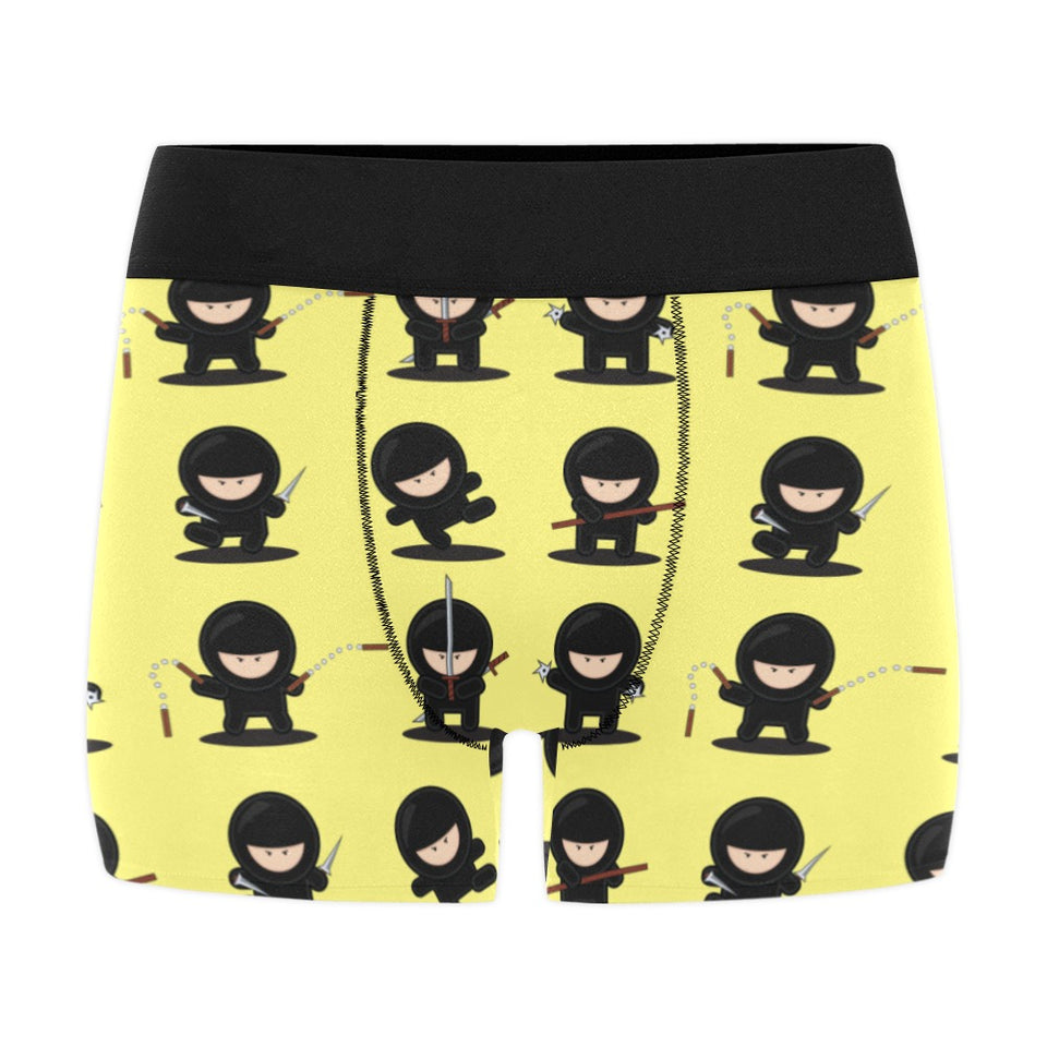 Cute ninja yellow background Men's All Over Print Boxer Briefs Men's Underwear