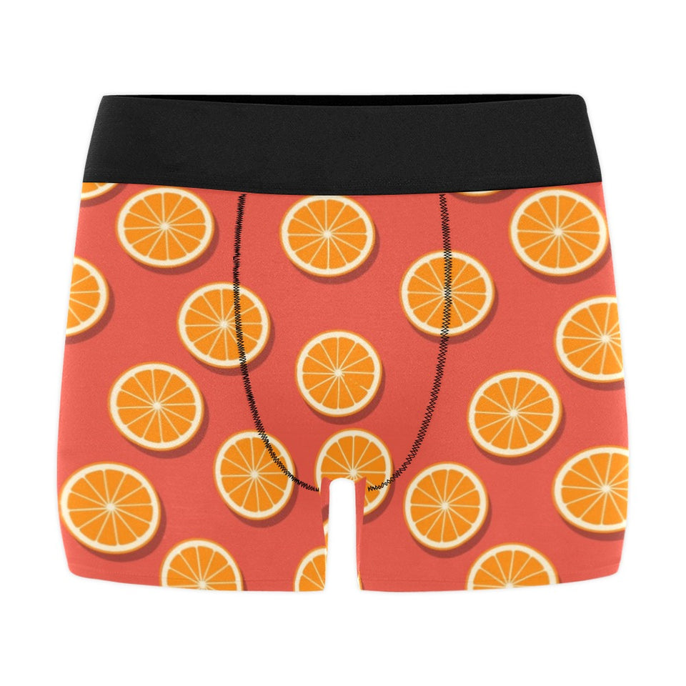 Oranges pattern red background Men's All Over Print Boxer Briefs Men's Underwear