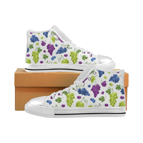 Grape pattern Women's High Top Canvas Shoes White