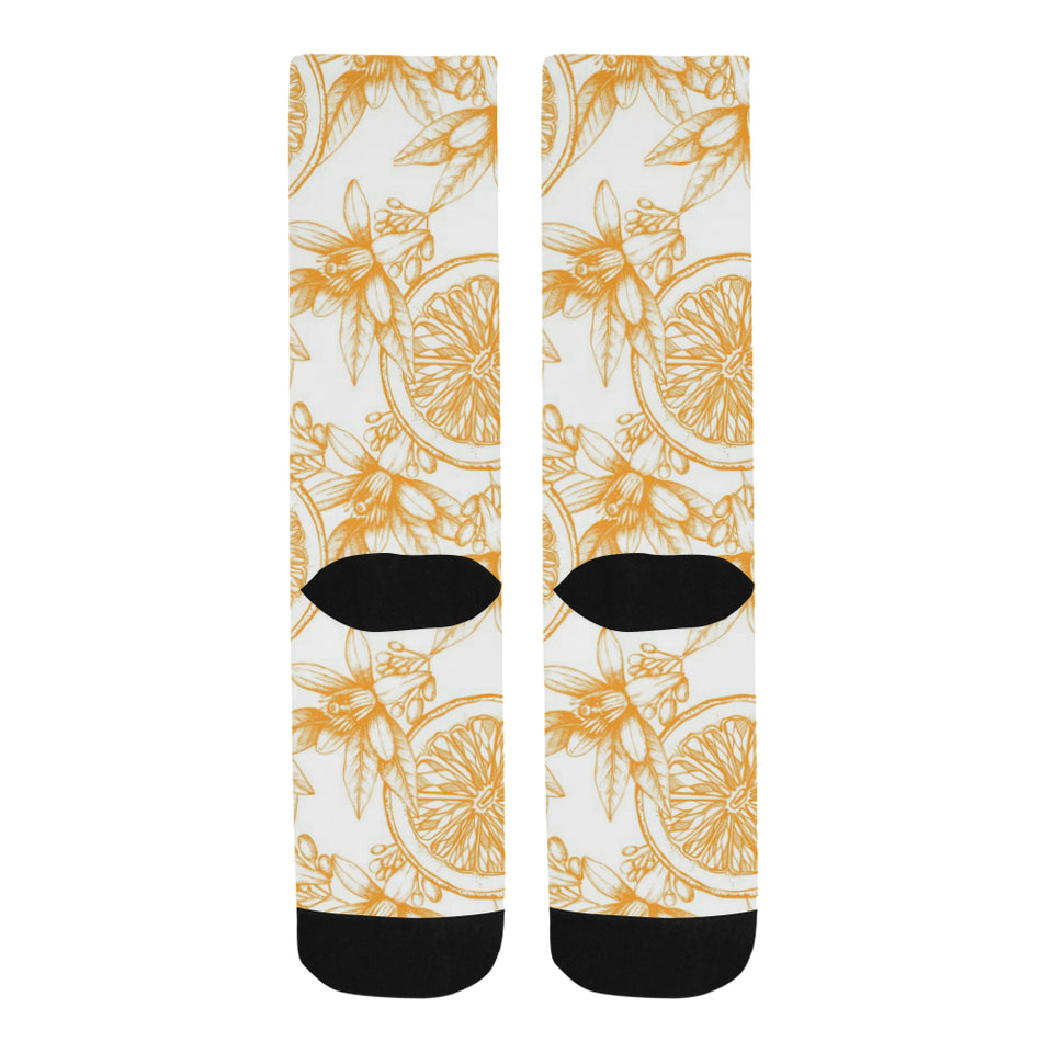 hand drawn orange fruit pattern Crew Socks