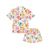Clock butterfly pattern Kids' Boys' Girls' V-Neck Short Pajama Set