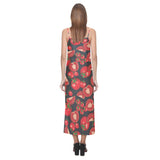 Tomato black background V-Neck Open Fork Long Dress