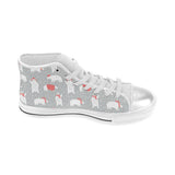 Cute polar bear christmas snow pattern Women's High Top Canvas Shoes White
