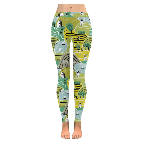 Hand drawn windmill pattern Women's Legging Fulfilled In US