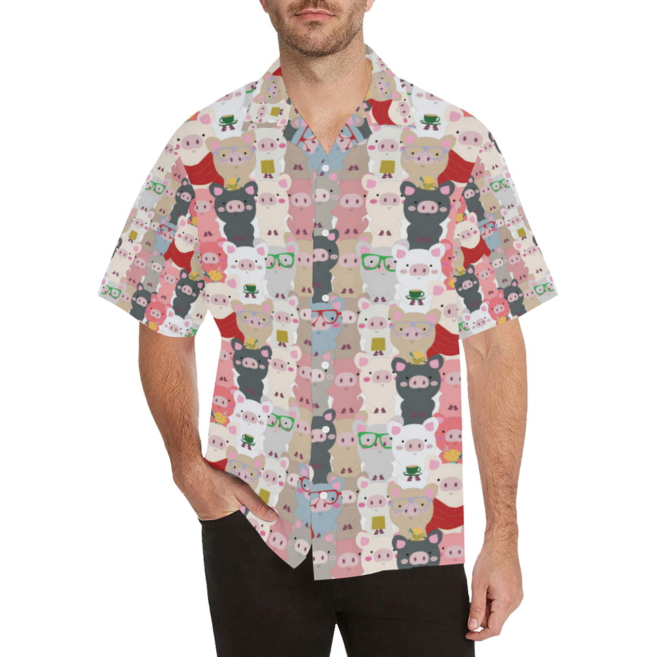 Pig Pattern Print Design 02 Men's All Over Print Hawaiian Shirt (Model T58)