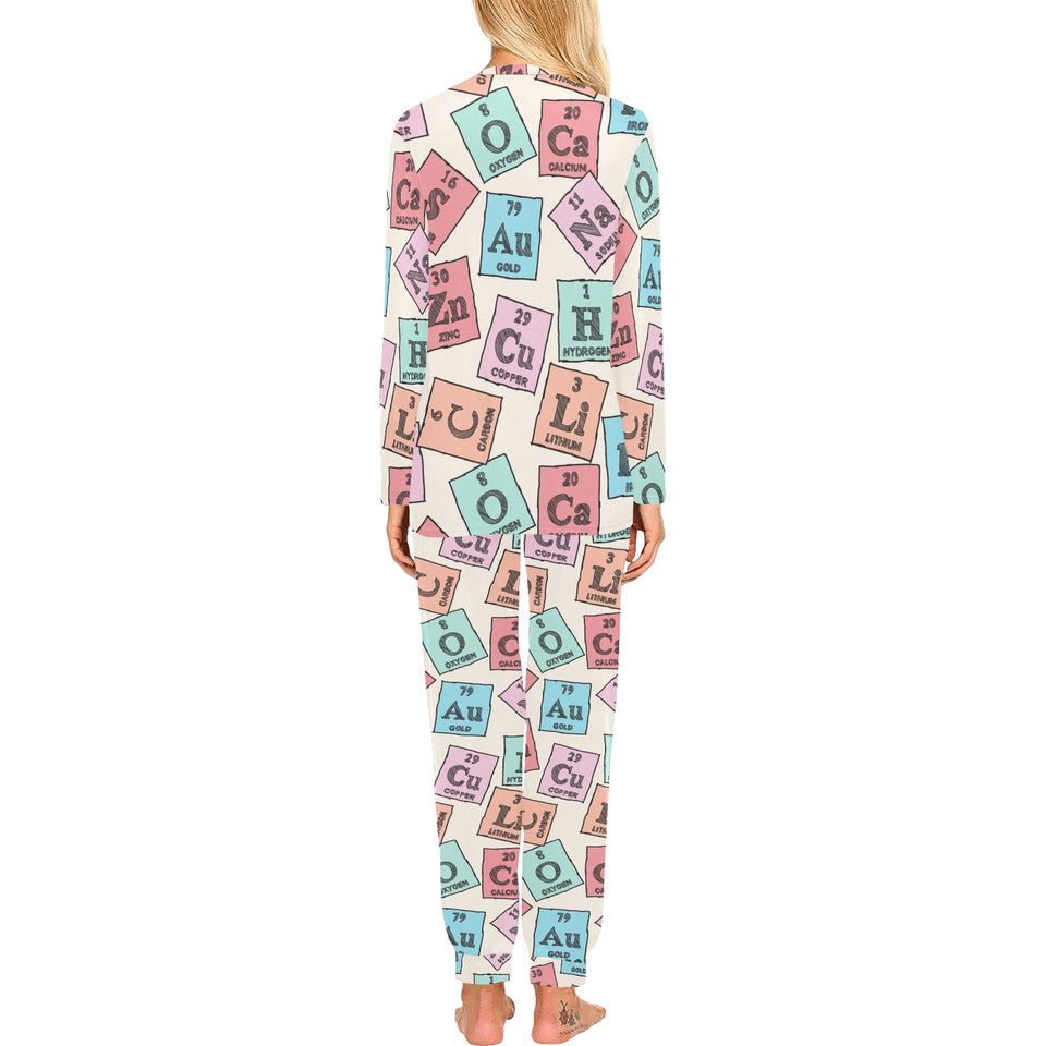 Chemistry Periodic Table Pattern Print Design 02 Women's All Over Print Pajama Set