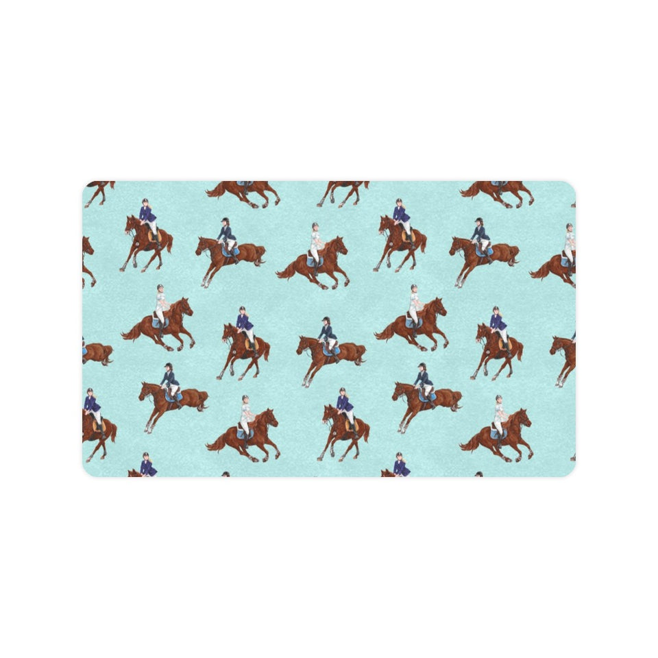 Horses running horses rider pattern Doormat