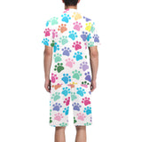 Dog Paws Pattern Print Design 01 Men's V-Neck Short Pajama Set