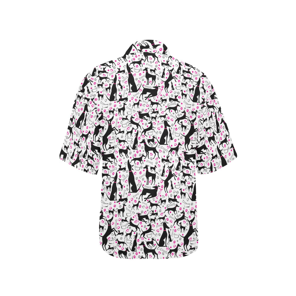 Greyhound Pattern Print Design 02 Women's All Over Print Hawaiian Shirt