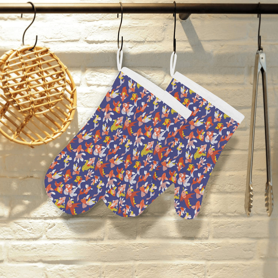 Goldfish Pattern Print Design 04 Heat Resistant Oven Mitts
