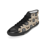 Beagle pattern Men's High Top Canvas Shoes Black