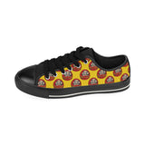 Daruma japanese wooden doll yellow background Men's Low Top Canvas Shoes Black
