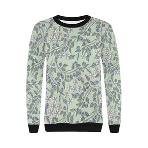 hand drawn blueberry pattern Women's Crew Neck Sweatshirt