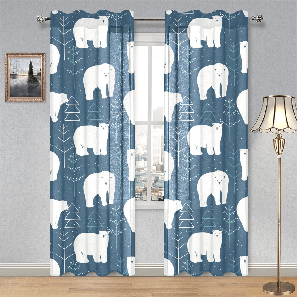 polar bear mother her child pattern Gauze Curtain