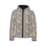 Cute yellow monkey leaves pattern Kids' Boys' Girls' Padded Hooded Jacket