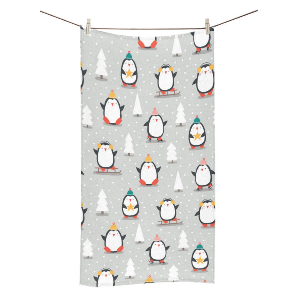 Cute Penguin christmas pattern Bath Towel