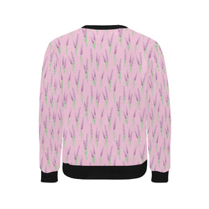 Lavender pattern pink background Men's Crew Neck Sweatshirt