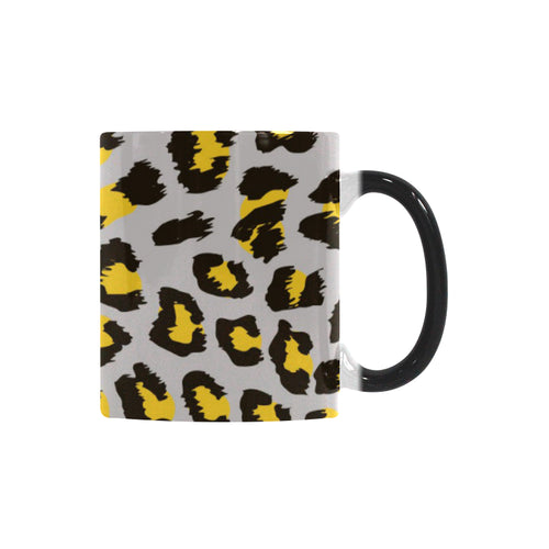 Gray Leopard print pattern Morphing Mug Heat Changing Mug