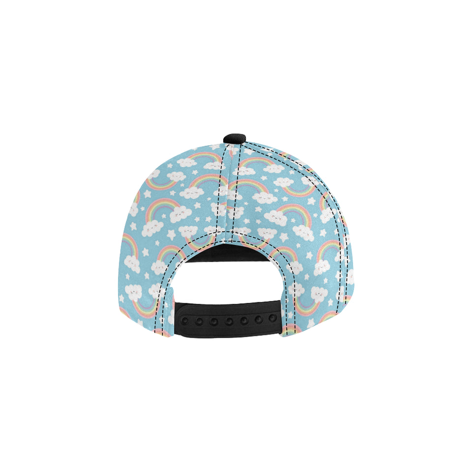 Cute rainbow clound star pattern blue background All Over Print Snapback Cap